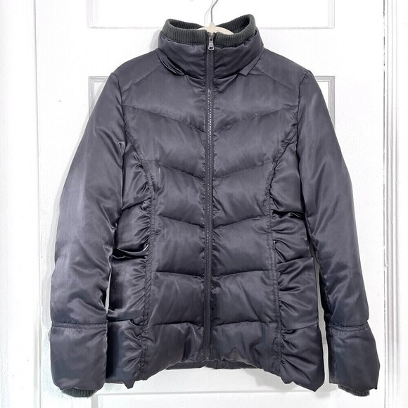 Guess Womens Down Puffer Jacket Medium M Grey Down Feather Filler Streetwear - Picture 2 of 15